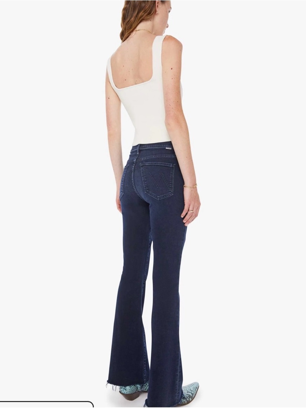 MOTHER Navy High-Rise Flare Jeans